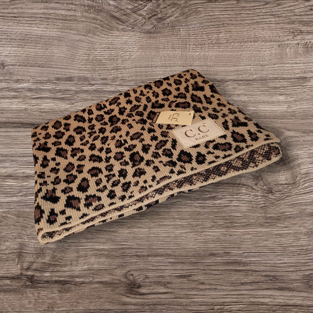 C.C Exclusives Leopard Print Knit Baby Blanket NWT